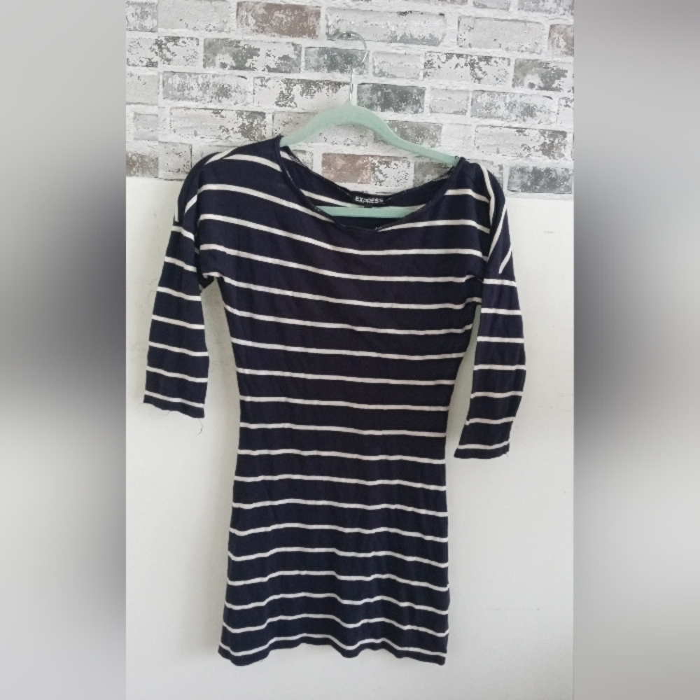 Blue  and White Striped Top